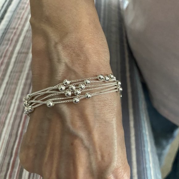 18" Sterling Silver Multi-strand & Bead Necklace and Bracelet - Picture 7 of 9